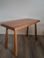 Midcentury brutalist eiken houten tafeltje bankje, Huis en Inrichting, Vintage midcentury brutalist landelijk japandi, Minder dan 50 cm