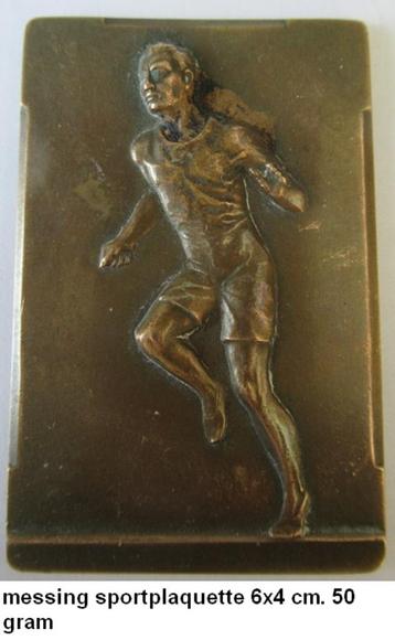 mooie brons sport plaquette, atletiek, 60x40 mm. 50 gram beschikbaar voor biedingen