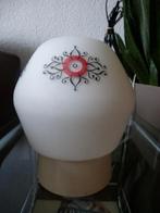 Plafonnaire melamine plafonlamp jaren 60 motief art deco, Ophalen of Verzenden, Gebruikt, Glas, Jaren 60