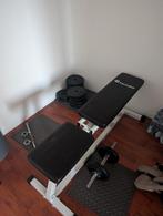 Zwart witte Tectake Halterbank met Gewichten en Onderleggers, Ophalen, Benen, Gebruikt, Krachtstation