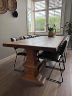 Eettafel 220 eikenhout met kloosterpoot, Ophalen, Gebruikt, Eikenhout, 200 cm of meer