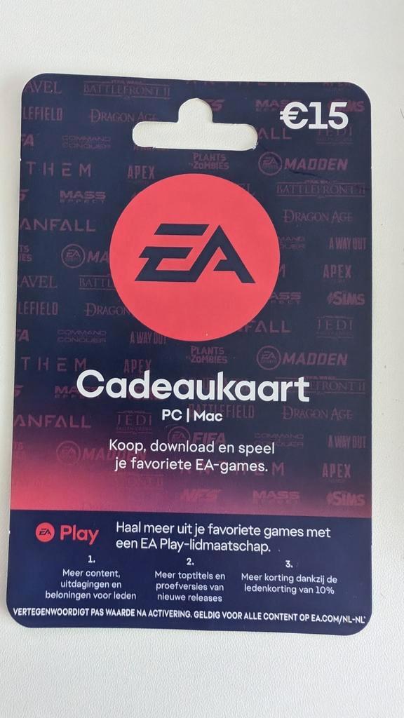 EA Play Cadeaukaart PC | Mac €15, Bieden mag, Tickets en Kaartjes, Kortingen en Cadeaubonnen, Eén persoon, Cadeaubon