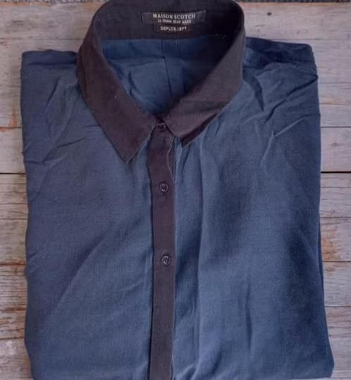 Maison Scotch, zijden zijde blouse, blauw L, Kleding | Dames, Blouses en Tunieken, Gedragen, Maat 42/44 (L), Blauw, Ophalen of Verzenden