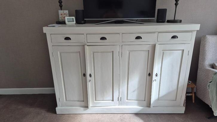 Mooi groot teakhouten dressoir, Huis en Inrichting, Kasten | Dressoirs, Gebruikt, 100 tot 150 cm, 25 tot 50 cm, Met lade(s), Met deur(en)