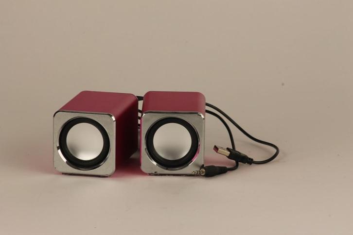 Mini computerspeakers, roze, PC speaker, Computers en Software, Pc speakers, Gebruikt, Ophalen of Verzenden