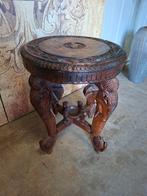 Antieke koloniaal gesneden massief houten plantenstandaard, Ophalen of Verzenden