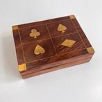 Houten kistje voor speelkaarten | messing details, Ophalen of Verzenden, Nieuw, Speelkaart(en)