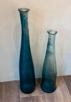 2 prachtige Azuurblauwe vazen, Ophalen, Gebruikt, Blauw, Glas