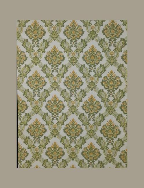 3640 Kleine barokprint groen geel vintage klassiek swiet, Huis en Inrichting, Stoffering | Behang, Geel, Groen, minder dan 10 m²