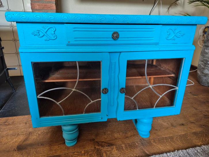 leuk vintage dressoir kastje met deurtjes, Huis en Inrichting, Kasten | Dressoirs, Gebruikt, 50 tot 100 cm, 25 tot 50 cm, Met lade(s)