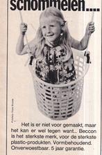 Retro reclame 1970 Beccon Doetinchem meisje wasmand, Verzamelen, Retro, Ophalen of Verzenden