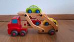 Houten transportauto met 3 autootjes, Kinderen en Baby's, Speelgoed | Houten speelgoed, Ophalen of Verzenden, Zo goed als nieuw