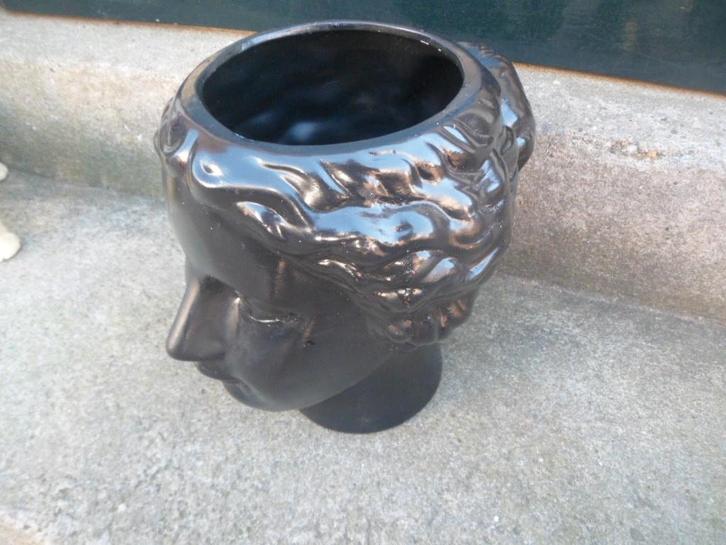 Hoofd aardewerk zwart keramiek vaas kop pot 25 cm. hoog, Antiek en Kunst, Antiek | Keramiek en Aardewerk, Ophalen of Verzenden