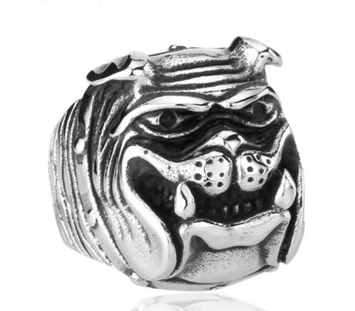 Bulldog ring Ø 21,7 mm, Sieraden, Tassen en Uiterlijk, Ringen, Nieuw, Heer, 20 of groter, Zilver, IJzer of Staal, Verzenden