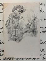 Pasen - Dame met paashaas (FR), Ophalen of Verzenden, Voor 1920, Gelopen, Feest(dag)