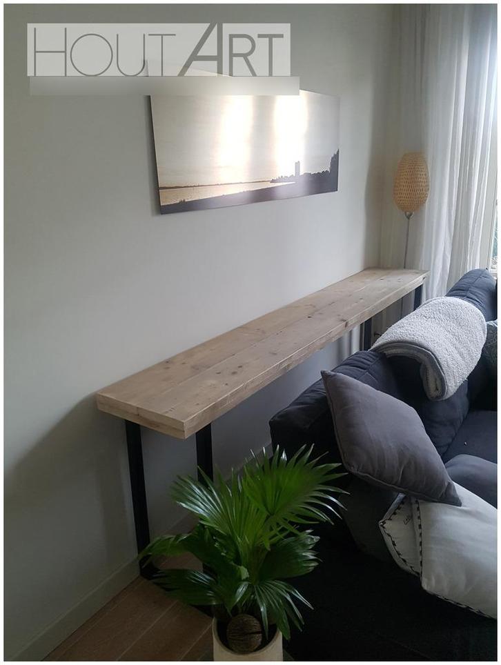 Sidetable stalen u-poot met steigerhouten blad, Huis en Inrichting, Tafels | Sidetables, Nieuw, 25 tot 50 cm, 50 tot 100 cm, Rechthoekig