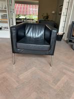 Hip zwart leren stoeltje, Huis en Inrichting, Fauteuils, Ophalen, Gebruikt, Minder dan 75 cm, Leer