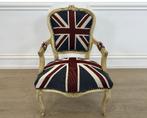 Louis XV Barok stijl fauteuil  – Union Jack bekleding, Huis en Inrichting, Fauteuils, Ophalen, Eu, Gebruikt, Barok