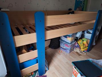 Halfhoogslaper - Blauw/Hout beschikbaar voor biedingen