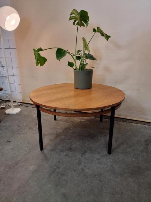 Vintage salontafel met houten rand jaren 60 70, Huis en Inrichting, Tafels | Salontafels, Zo goed als nieuw, Minder dan 50 cm