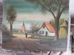 Olieverf Veluws dorp, Antiek en Kunst, Kunst | Schilderijen | Klassiek, Ophalen of Verzenden