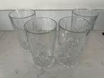 Set vier longdrinkglazen met reliëf, Huis en Inrichting, Keuken | Servies, Glas of Glazen, Gebruikt, Ophalen of Verzenden, Glas