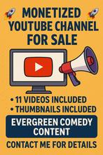 Te koop: Monetized YouTube-kanaal + 11video’s +23 thumbnails, Verzenden