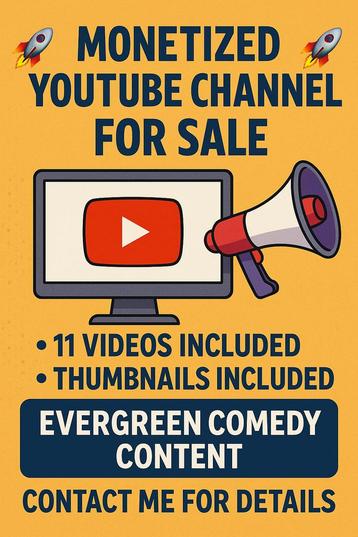 Te koop: Monetized YouTube-kanaal + 11video’s +23 thumbnails beschikbaar voor biedingen