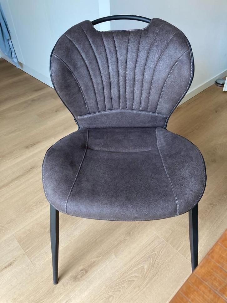 Eetkamerstoelen (4 stuks), Huis en Inrichting, Stoelen, Zo goed als nieuw, Vier, Stof, Grijs, Ophalen