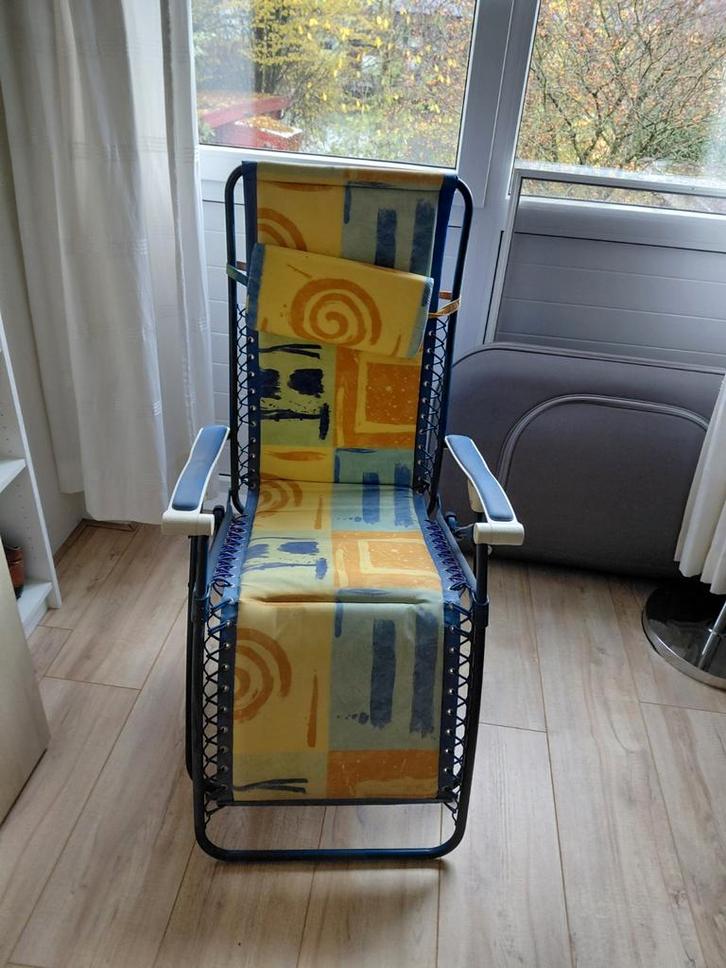 Comfortabele Tuinstoel / Relaxstoel, Tuin en Terras, Tuinstoelen, Gebruikt, Metaal, Inklapbaar, Ophalen