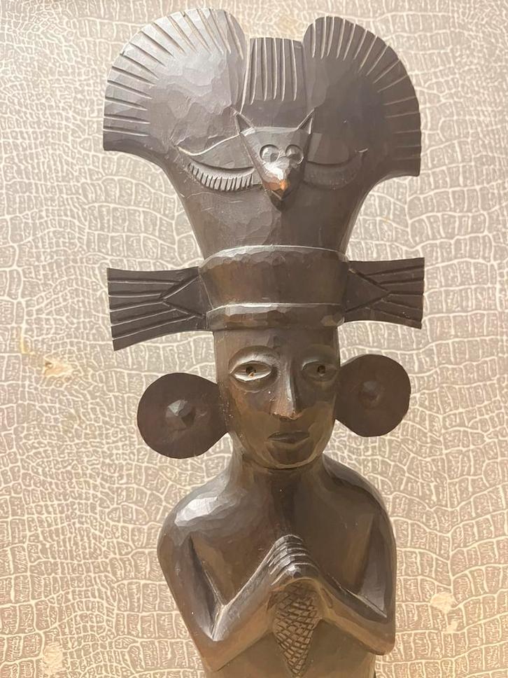 Houten beeld van Centeōtl Azteekse god van maïs., Antiek en Kunst, Kunst | Niet-Westerse kunst, Ophalen of Verzenden