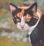 Portret lapjeskat -kattenschilderij uit eigen atelier, Minder dan 50 cm, Nieuw, Ophalen of Verzenden, Schilderij