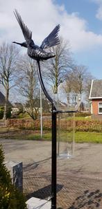 regenmeter / rvs/ IJSVOGEL, Nieuw, Info@huisentuindecoratiemarie.nl, Huis en tuin decoratie marie, Peize