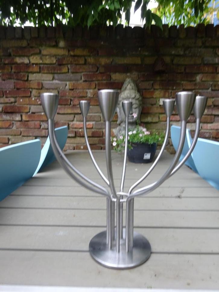 Knut en Marianne Hagberg Ikea kandelaar RVS met 8 armen, Huis en Inrichting, Woonaccessoires | Kandelaars en Kaarsen, Zo goed als nieuw