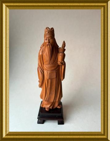 Oud Chinees houten beeldje, houtsnijwerk beschikbaar voor biedingen