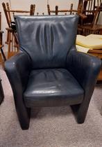 Zwart echt leren relax fauteuil, stoel, Ophalen, Zo goed als nieuw, 50 tot 75 cm