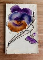 Oude Embossed Viooltje Stof Kaart, Ophalen of Verzenden, Voor 1920, Natuur