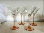 4x Luminarc France Martini Cocktail Glazen Roze Voet Vintage, Ophalen of Verzenden, Zo goed als nieuw, Overige typen