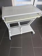 metalen computertafel bureau met uitschuif blad, ca 79cm, Huis en Inrichting, Bureaus, Ophalen, Met wielen, Gebruikt, Bureau