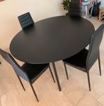 Eettafel fonQ Basic Crow 140 cm zwart, Huis en Inrichting, Tafels | Eettafels, Ophalen, 100 tot 150 cm, Rond, Nieuw