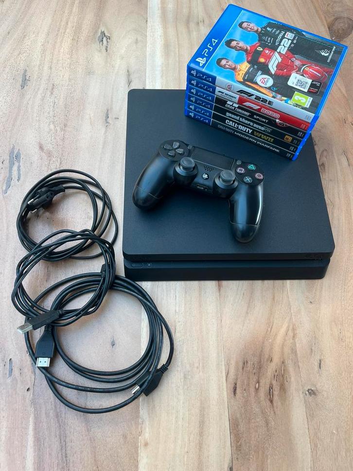 Playstation 4 slim 500GB incl spellen, Spelcomputers en Games, Spelcomputers | Sony PlayStation 4, Zo goed als nieuw, Slim, 500 GB