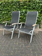 2x Tuinstoel Hartman Da Vinci teakhout, Tuin en Terras, Tuinstoelen, Ophalen, Gebruikt, Aluminium, Verstelbaar