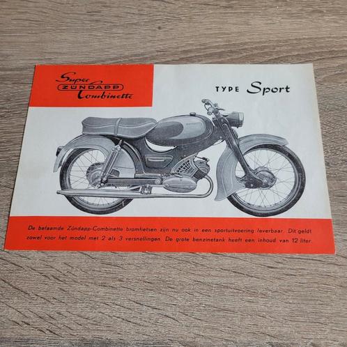 Zundapp Folder NL +/- 1962 Super Combinette Sport 2 pagina's, Fietsen en Brommers, Handleidingen en Instructieboekjes, Zo goed als nieuw