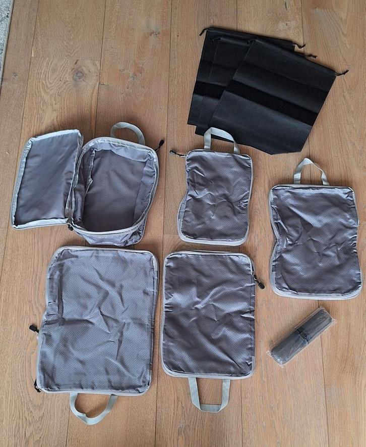 9 delige koffer/backpack organizer, Sieraden, Tassen en Uiterlijk, Toilettassen, Zo goed als nieuw, Zwart, Ophalen of Verzenden