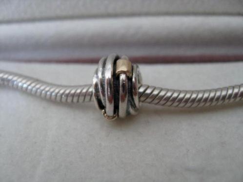 Pandora bedel met gouden blokjes, Sieraden, Tassen en Uiterlijk, Bedels, Pandora, Zilver, 1 bedel, Ophalen of Verzenden