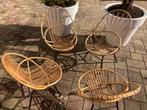 4 vintage Rohé rotan stoeltjes, Huis en Inrichting, Ophalen, Zo goed als nieuw, Bruin, Twee