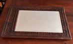 Vintage Indonesische spiegel met mooi houtsnijwerk, Ophalen, Rechthoekig, Minder dan 50 cm, Minder dan 100 cm