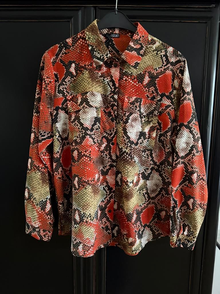 Norah blouse slangenprint groen oranje zwart maat 42 nieuw, Kleding | Dames, Ophalen of Verzenden, Nieuw, Maat 42/44 (L), Overige kleuren