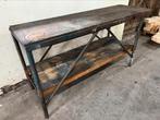 Stalen werkbank met houten blad, Ophalen, Gebruikt, 170 cm of meer