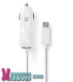 Telefoonlader, Autolader USB-C, Autoplug USB-C kabel, Wit, Nedis, Nieuw, Info@marbeco.nl, Ophalen of Verzenden